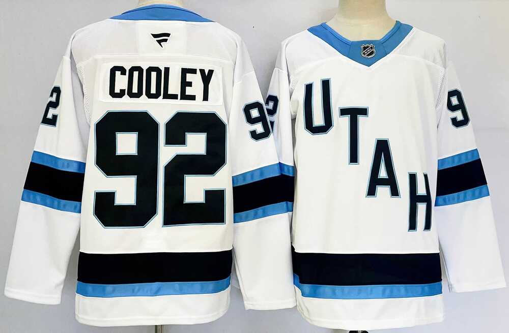 Mens Utah Hockey Club #92 Logan Cooley White 2024-25 Stitched Jersey